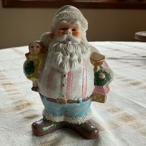 SPARKLY PORCELAIN SANTA DECORATION